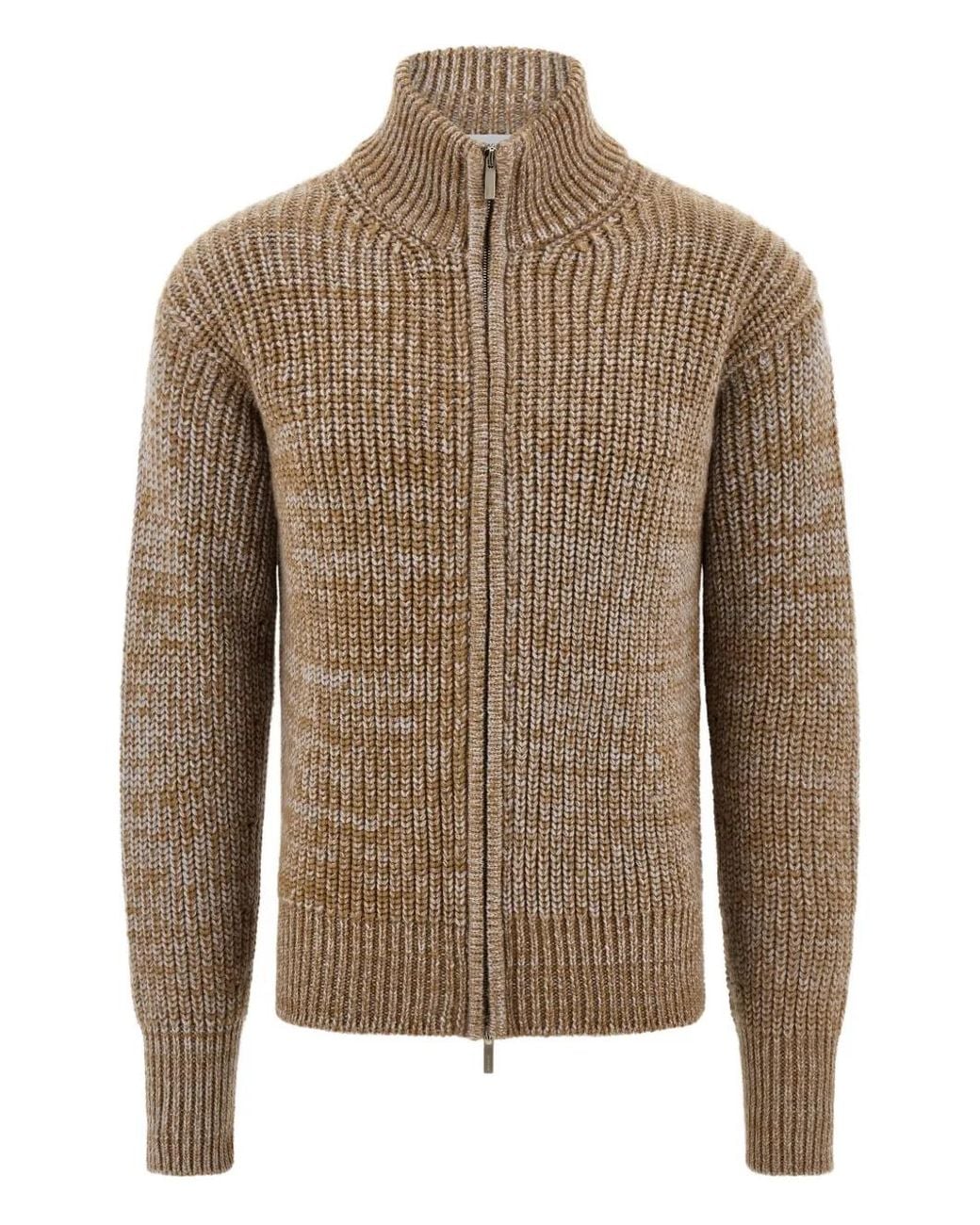Ferragamo Brown High Neck Cardigan for men