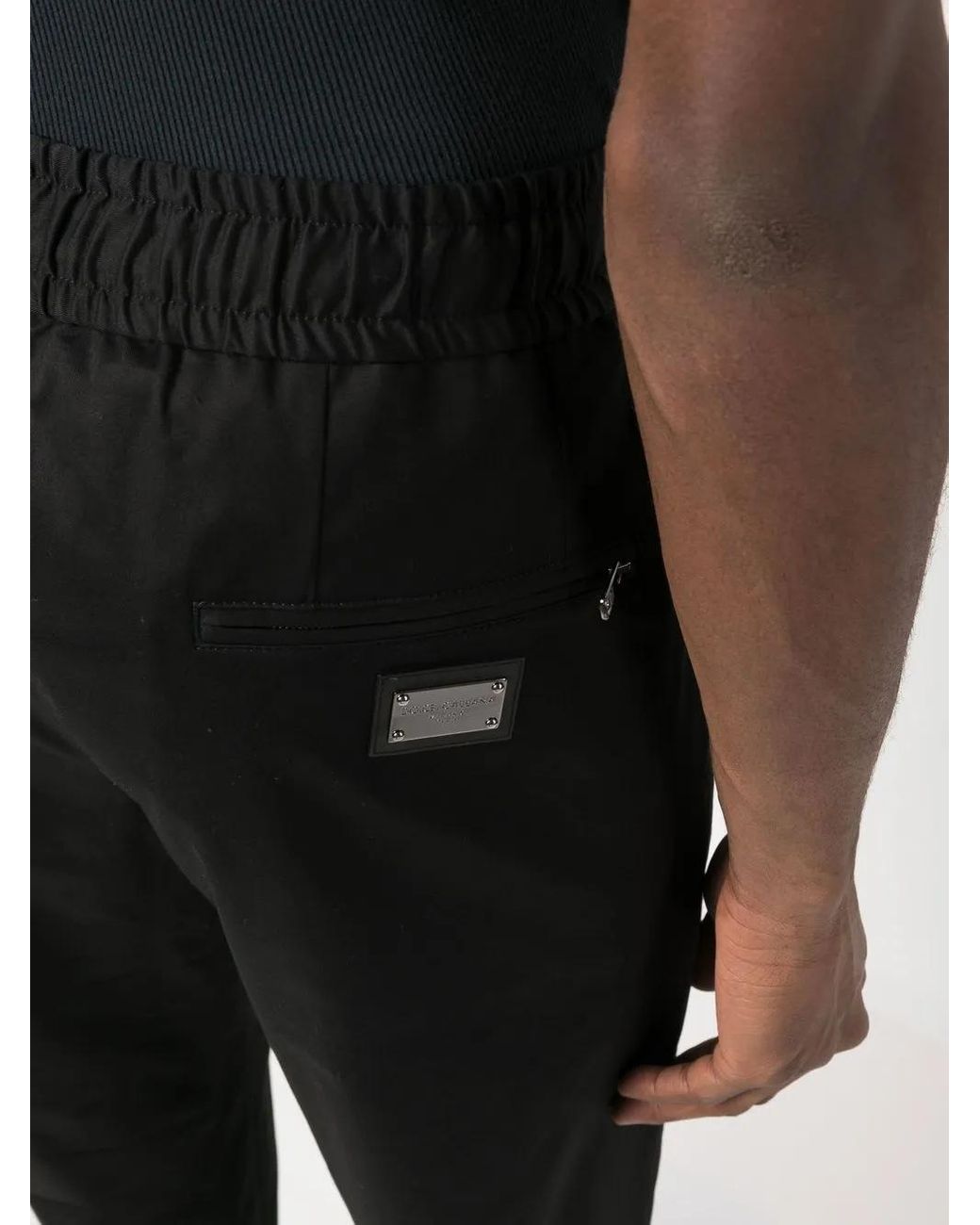 Dolce & Gabbana Black Dg Essentials Stretch-Cotton Track Pants for men