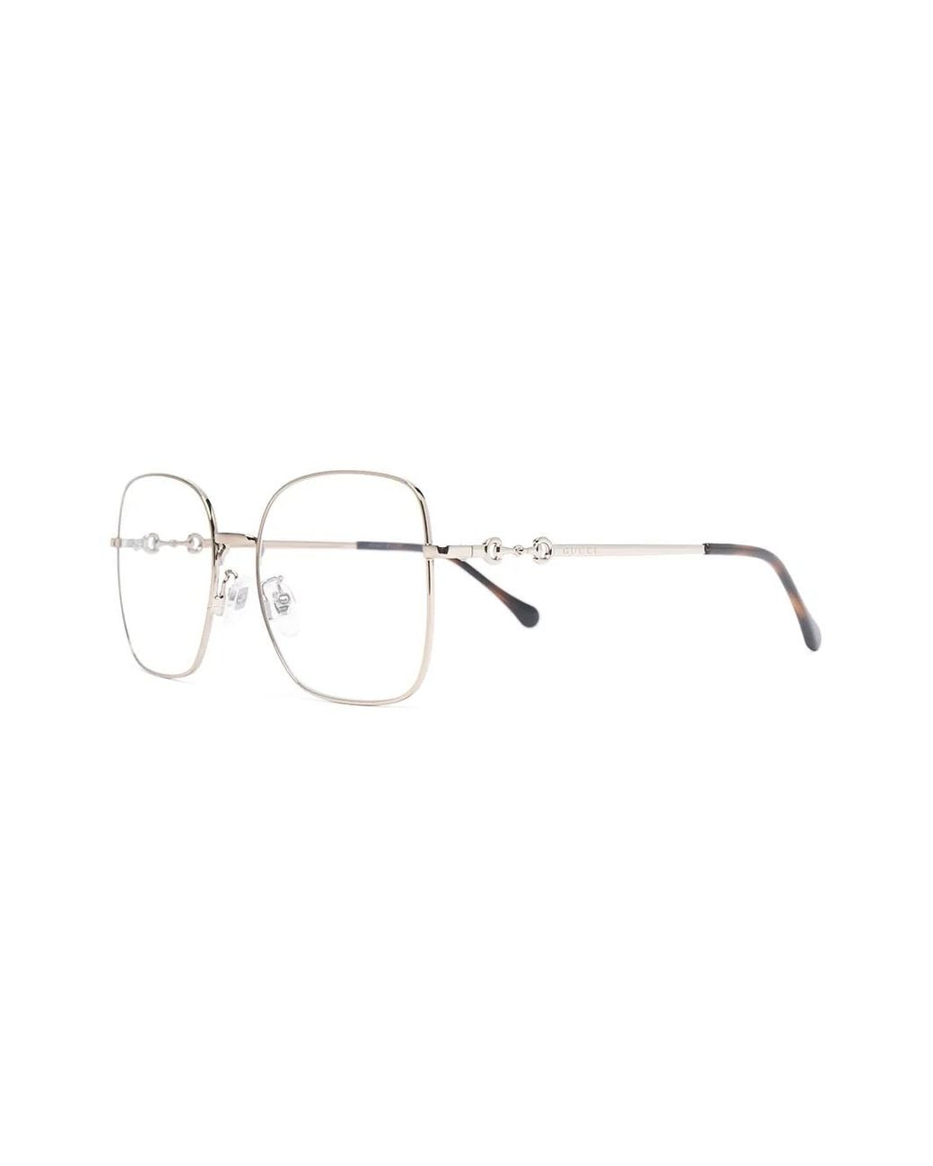 Gucci Metallic Horsebit Square-Frame Glasses