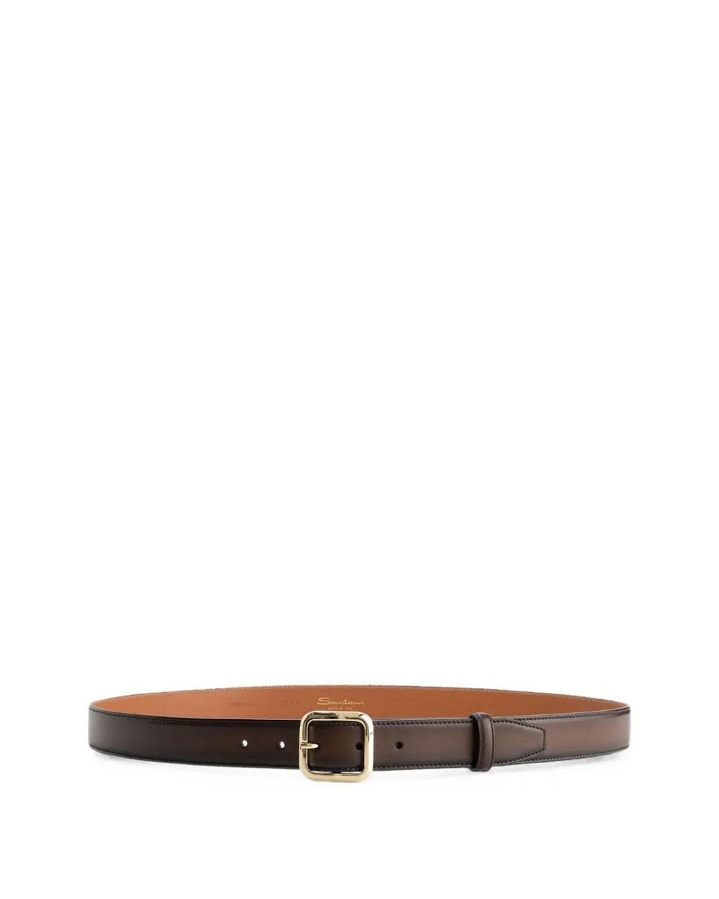 Santoni White Polished-Leather Belt for men