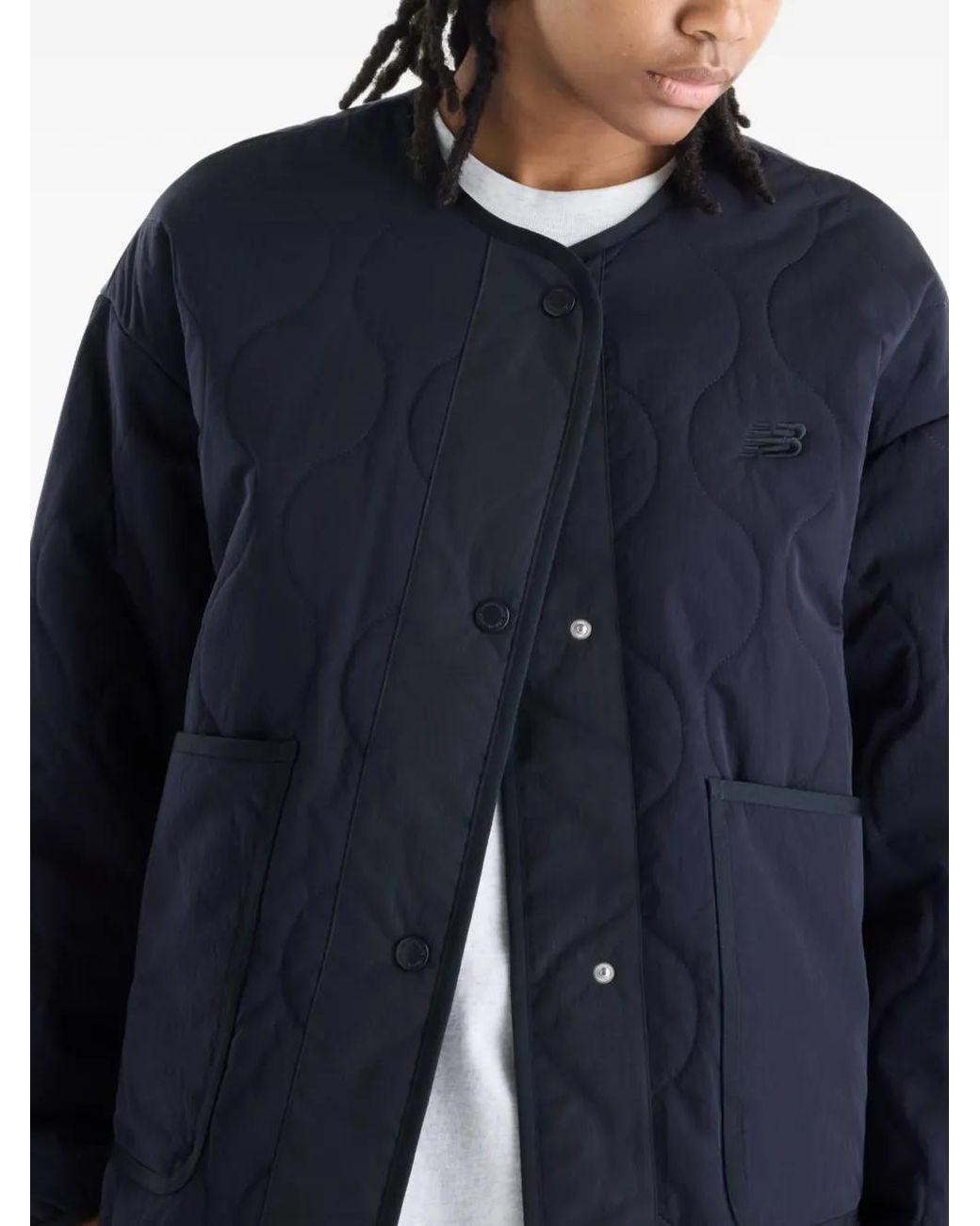 New Balance Blue Veste Bomber À Design Matelassé