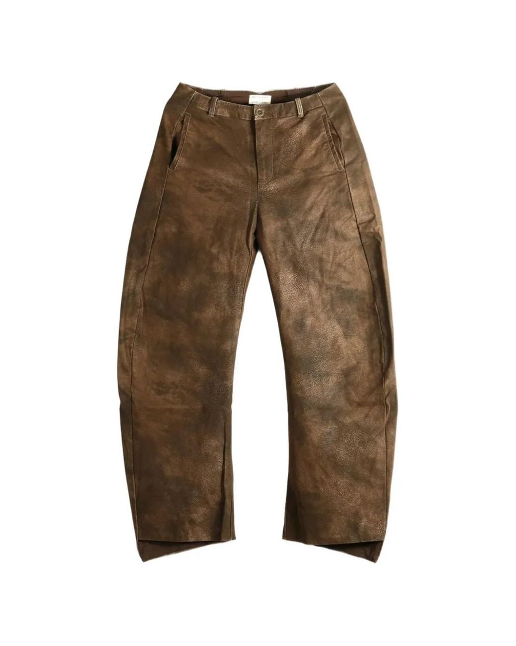 Free People Brown Spotlight Leather Wide-Leg Trousers