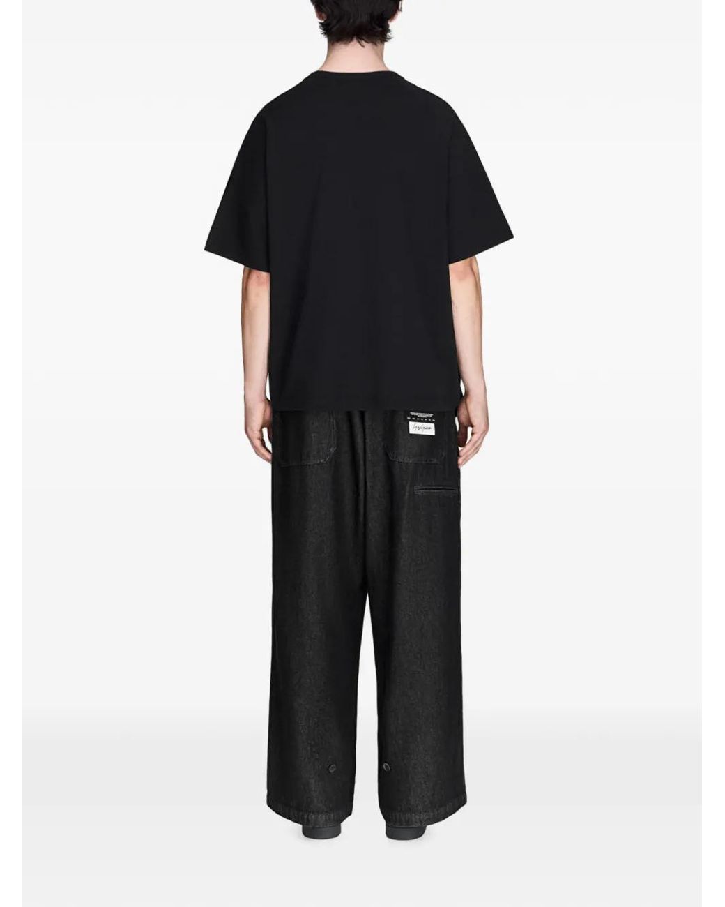 Y-3 Black Denim Wide Trousers for men