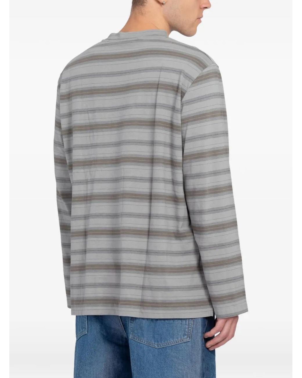 Our Legacy Gray Box Striped Long-Sleeve T-Shirt for men