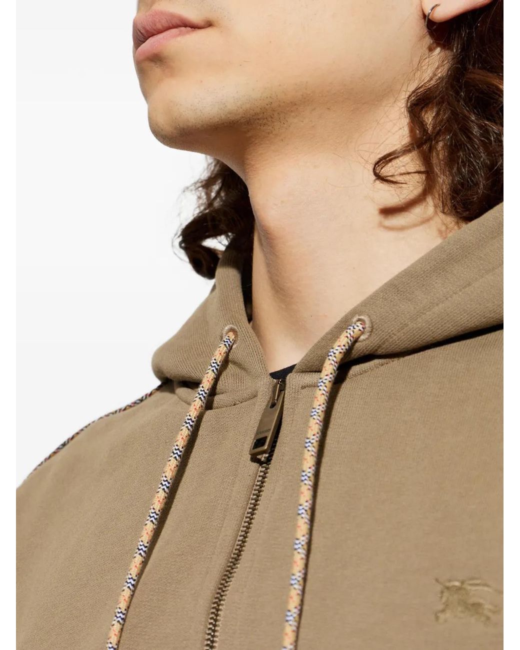 Burberry Natural Logo-Embroidered Zip-Up Hoodie for men