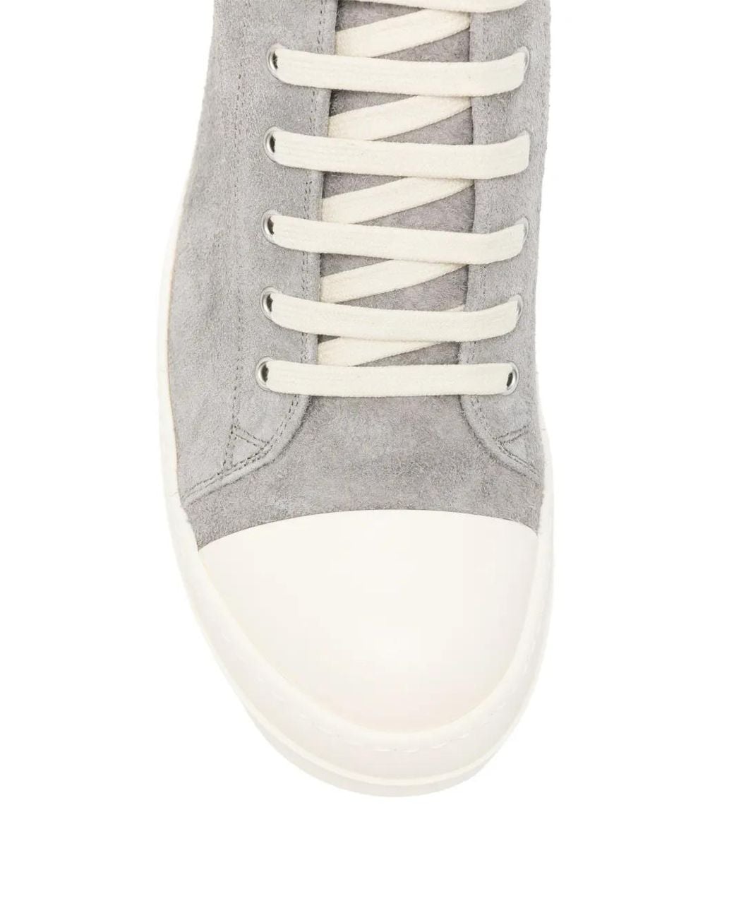 Rick Owens White Low Lace-Up Suede Sneakers for men