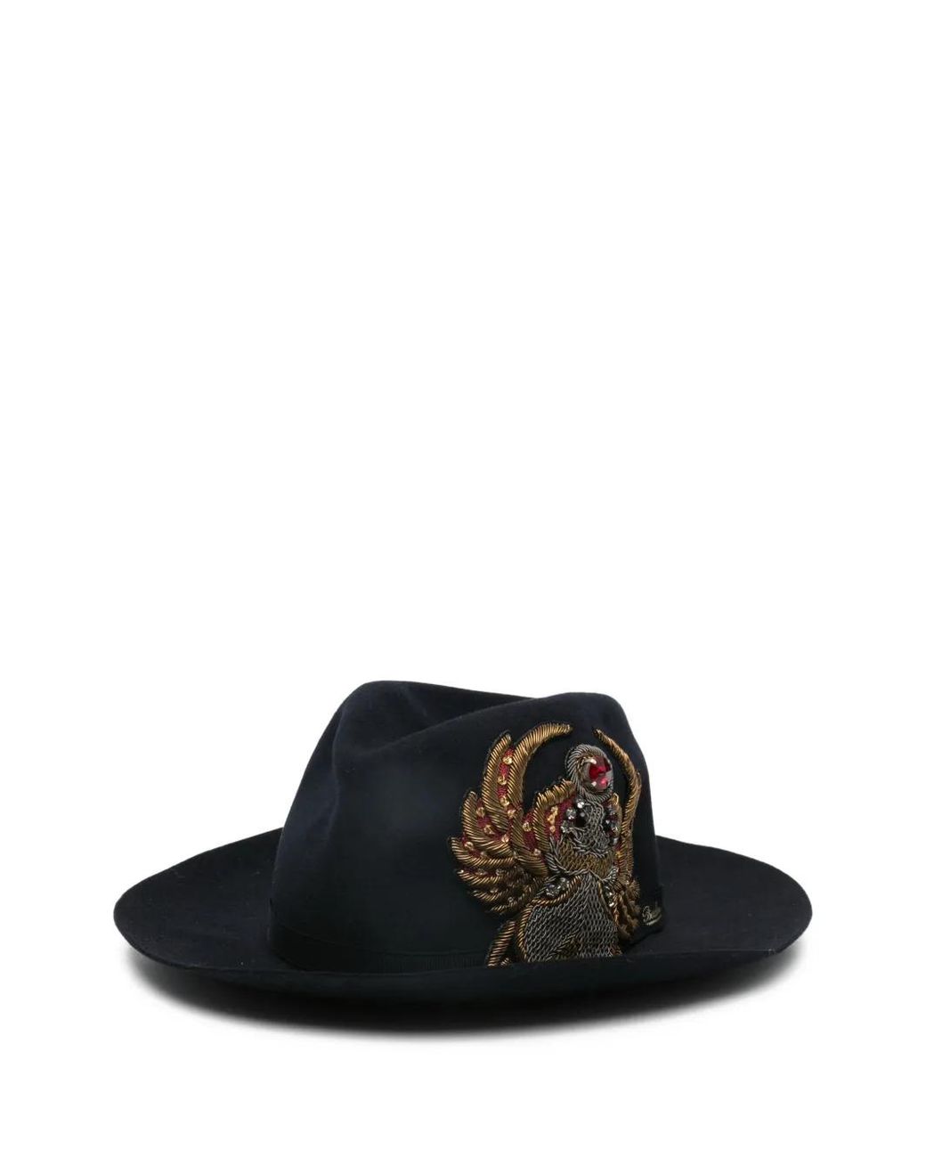 Borsalino Black Embellished Hat