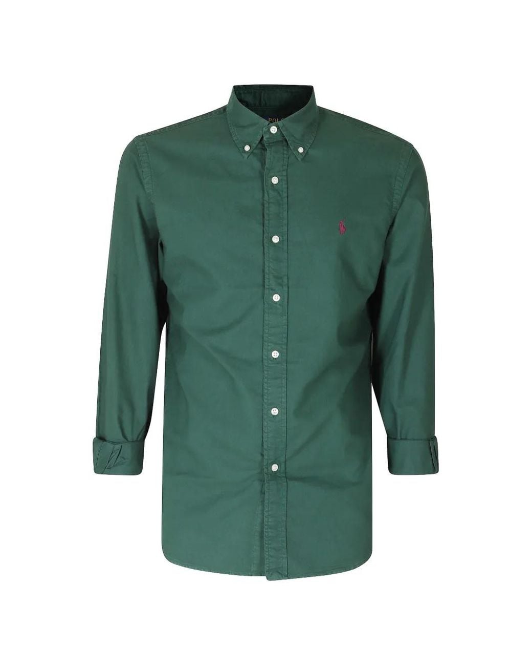 Polo Ralph Lauren Green Logo-Embroidered Button-Down Shirt for men