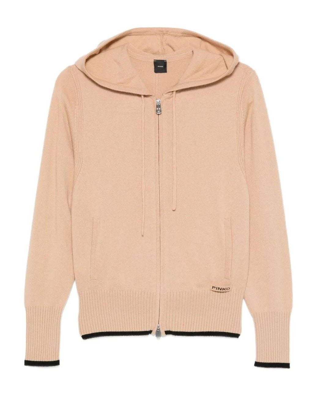 Pinko Natural Zip-Up Knitted Hoodie
