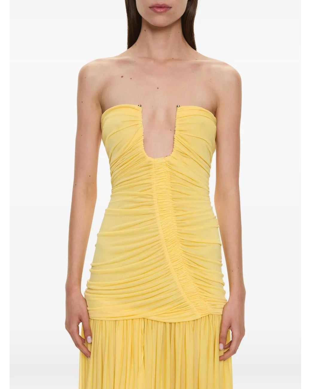 Christopher Esber Yellow Orion Ruched-Bodice Maxi Dress