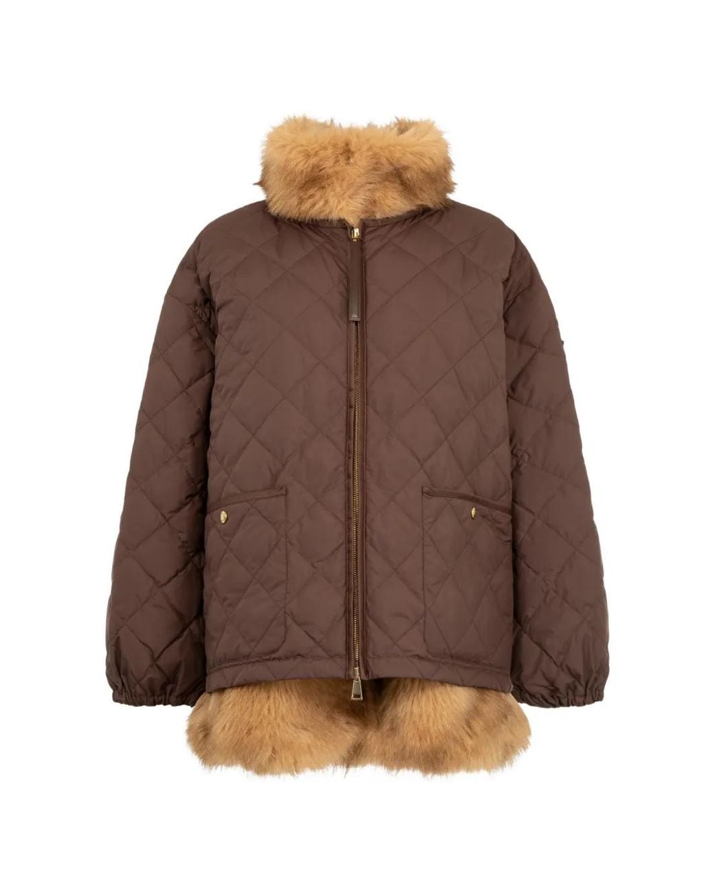 Moncler Brown Chaleureux Quilted Faux-Fur Jacket