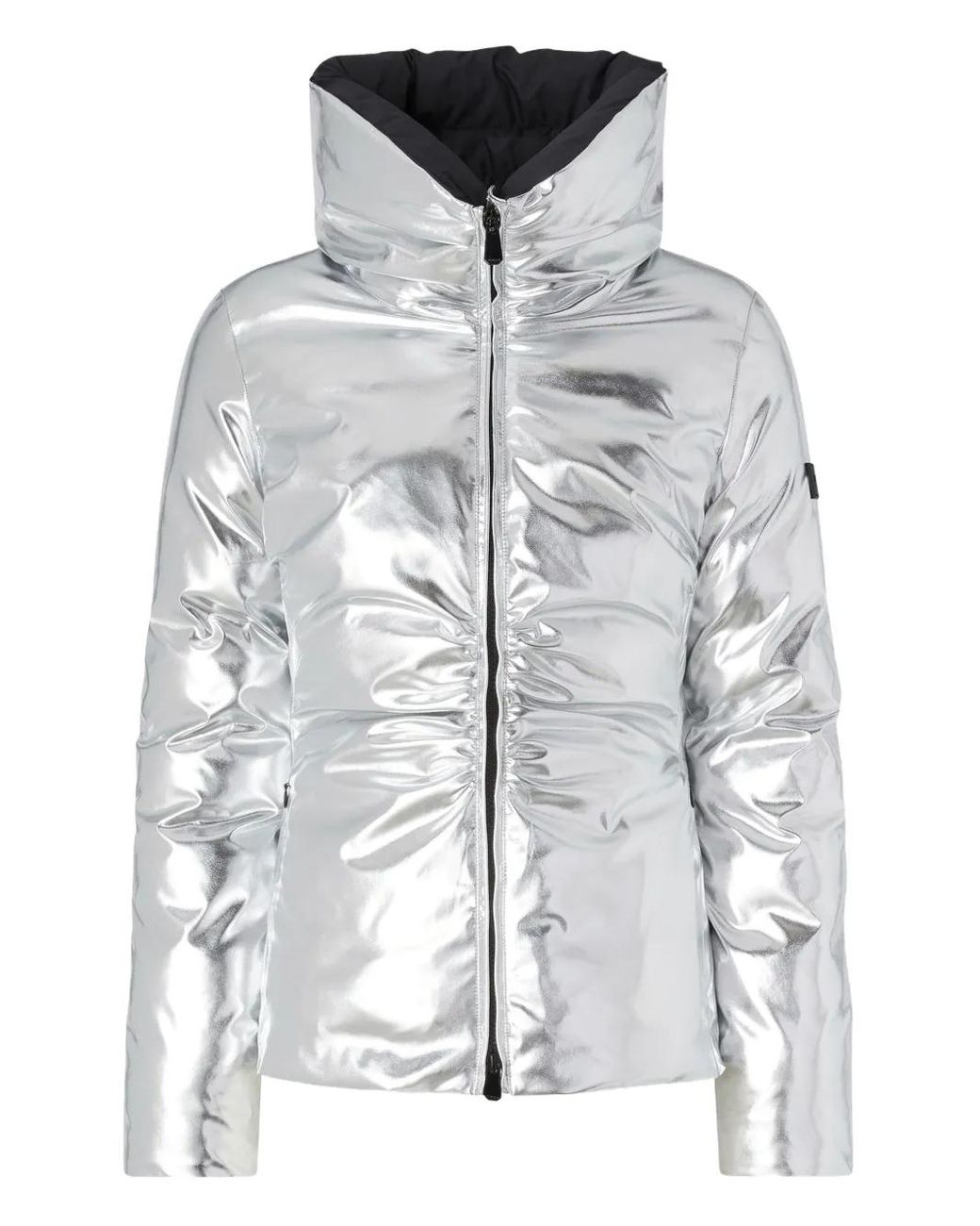 Pinko Gray Metallic High-Neck Jacket