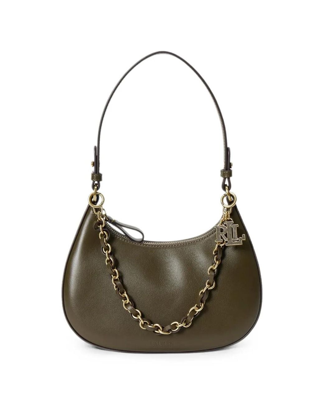 Ralph Lauren Gray Medium Marcy Leather Shoulder Bag