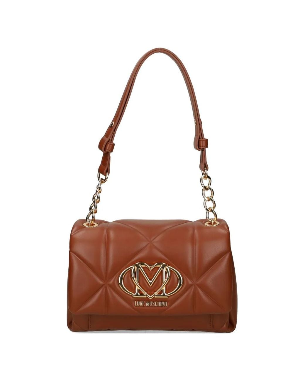 Love Moschino Brown Quilted Chain-Strap Cross Body Bag