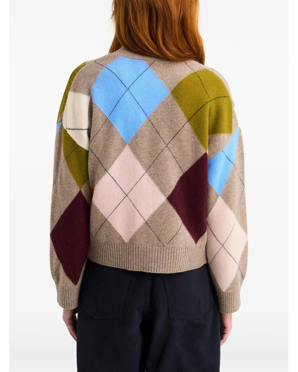 Pringle of Scotland Natural Argyle-Pattern Lambswool Cardigan