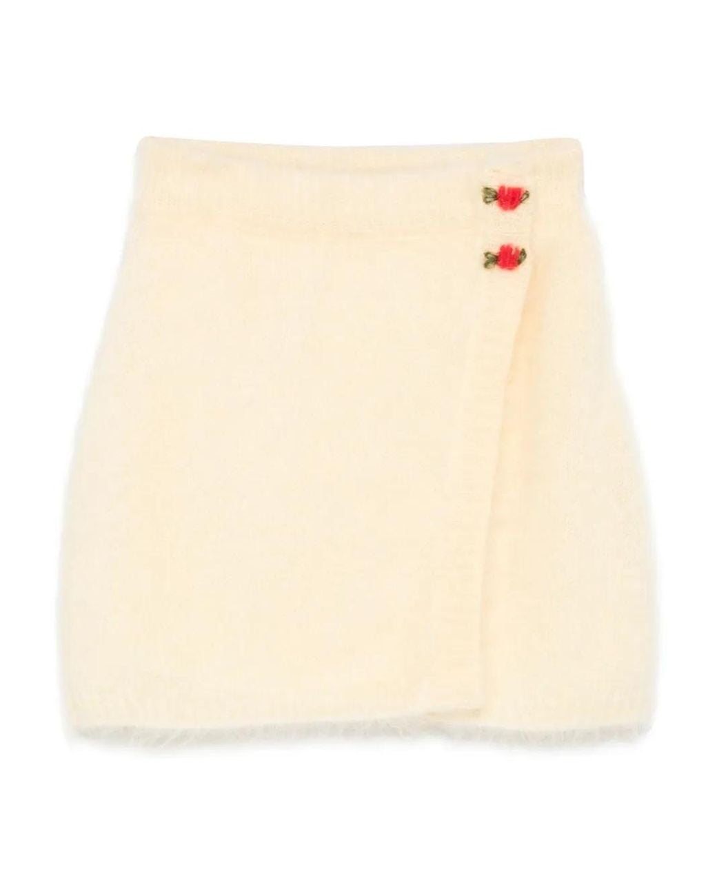 Alessandra Rich Natural Embellished Wrap Mini Skirt