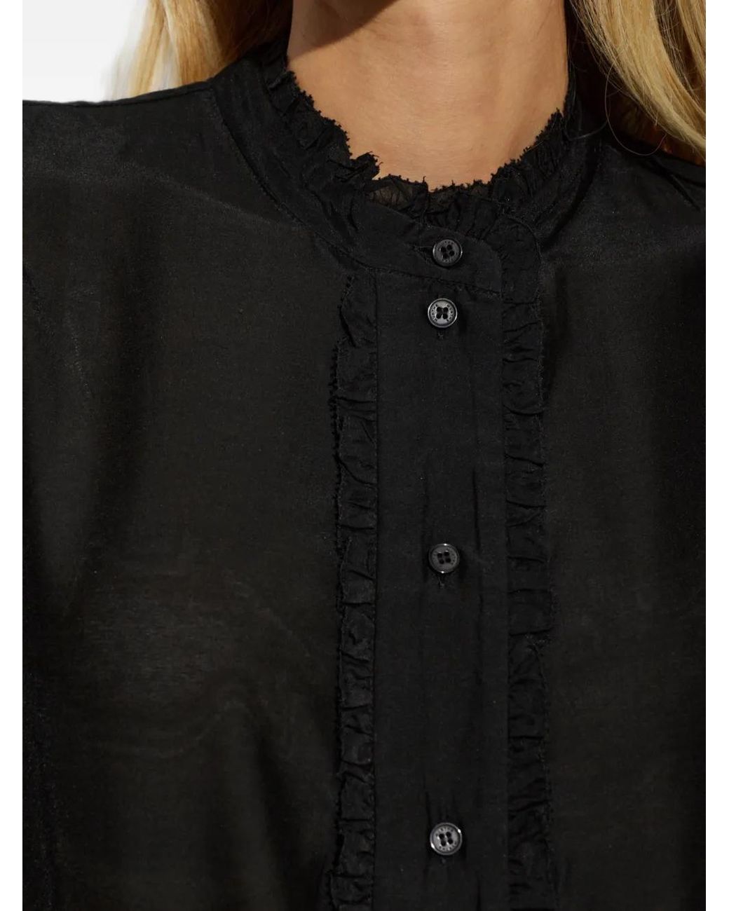 Munthe Black Ruffled Drawstring-Waist Top