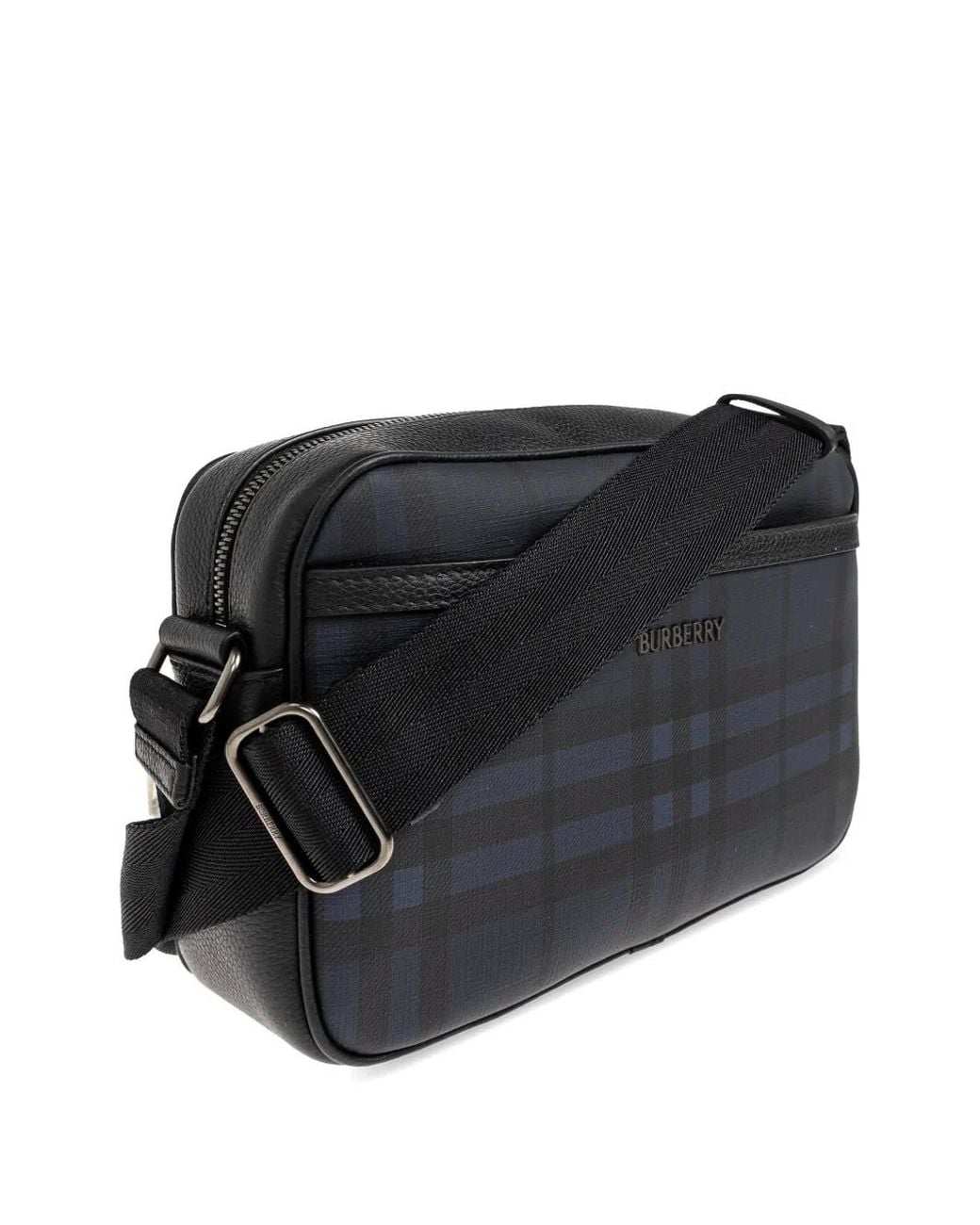 Burberry Black City Check Messenger Bag for men