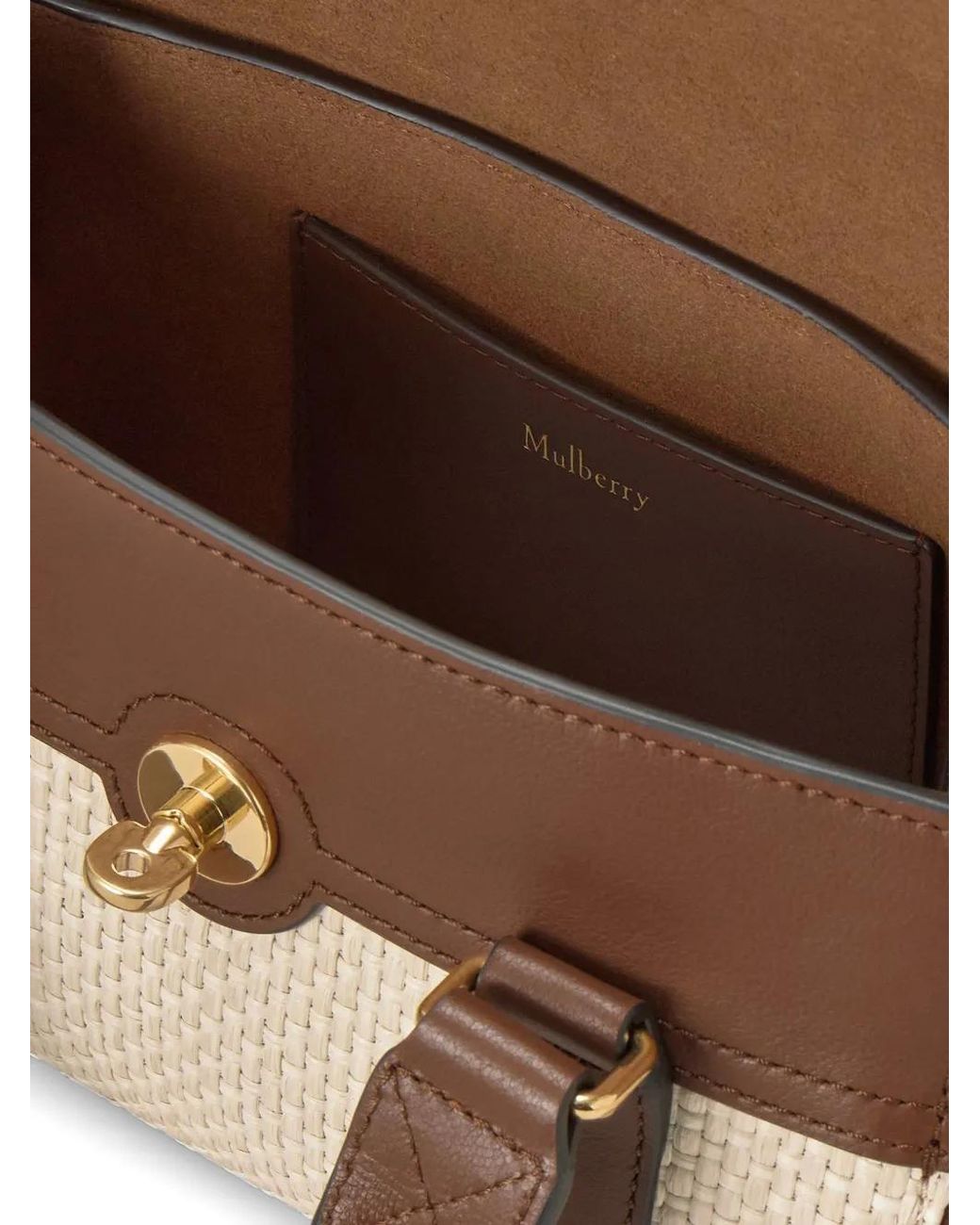 Mulberry Brown Mini Sac À Bandoulière Bayswater En Raphia