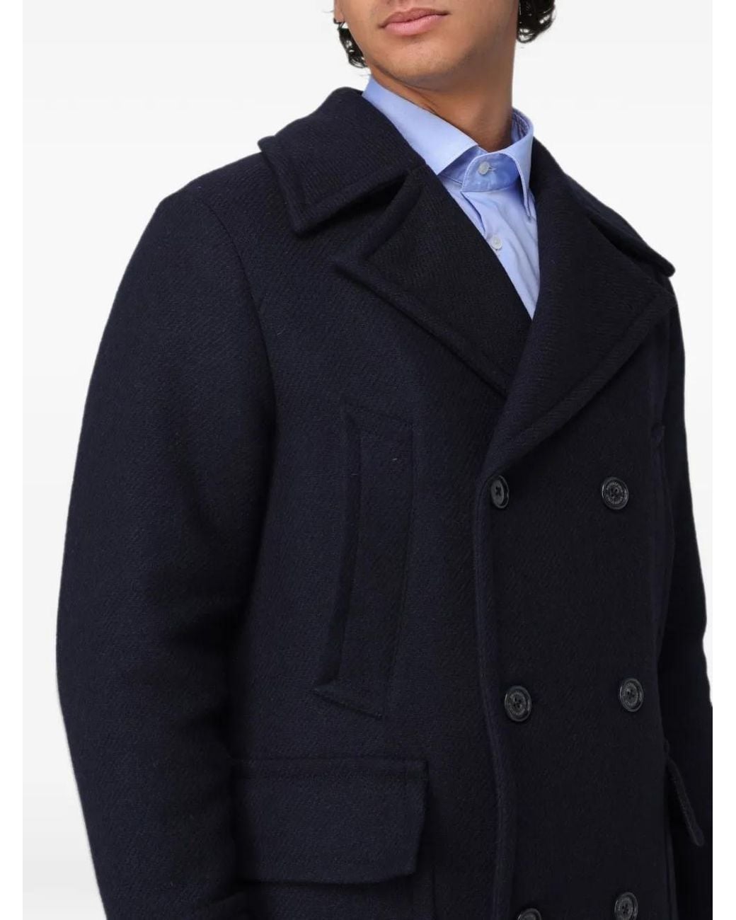 Brooksfield Blue Double-Breasted Buttoned Coat for men