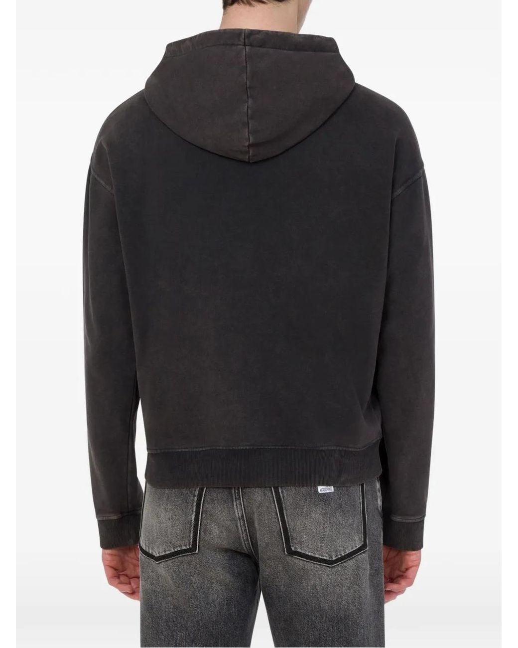 Love Moschino Black Logo-Print Zip-Up Hoodie for men