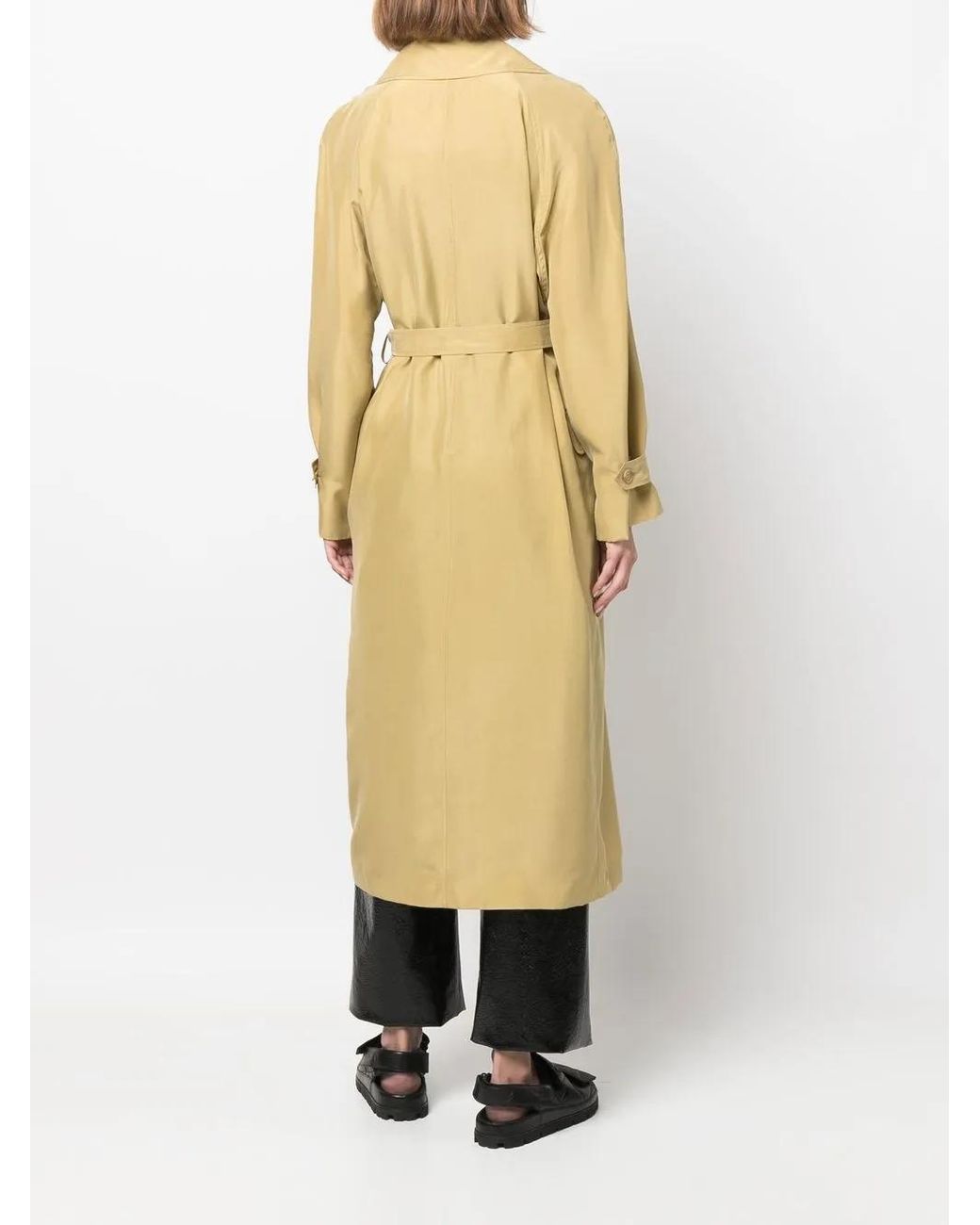 Alberta Ferretti Yellow Wrap-Over Silk Trench Coat