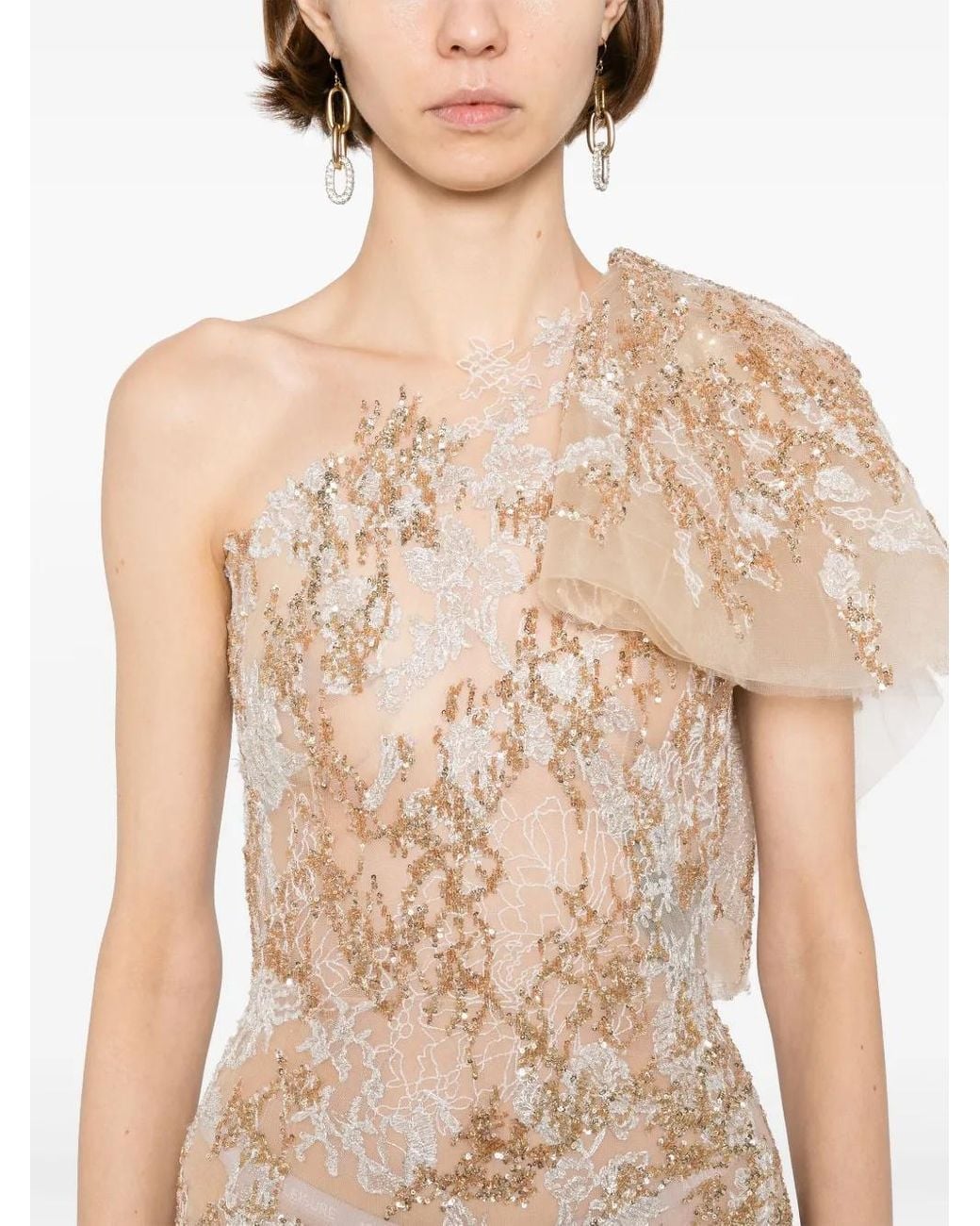 Saiid Kobeisy Natural Embroidered Maxi Dress