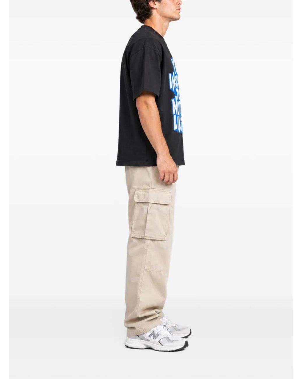 Melt Black Slogan-Print Cotton T-Shirt for men