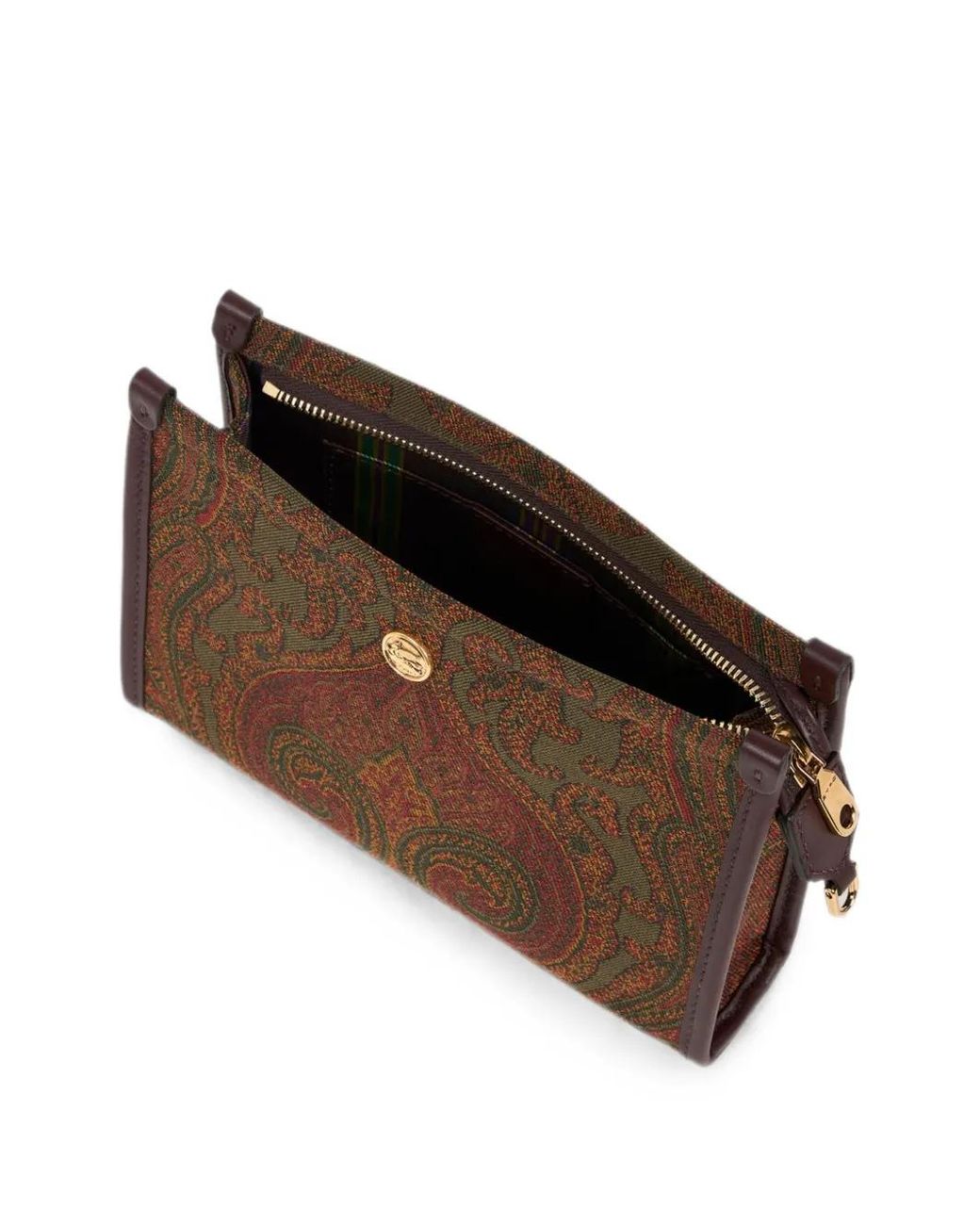 Etro Brown Paisley Jacquard Pouch