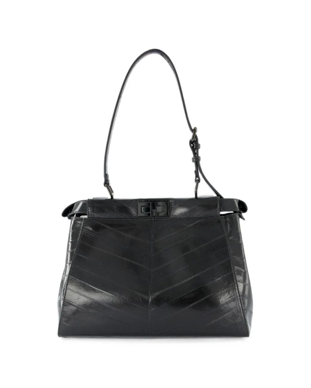 Fendi Black Medium Peekaboo Leather Shoulder Bag