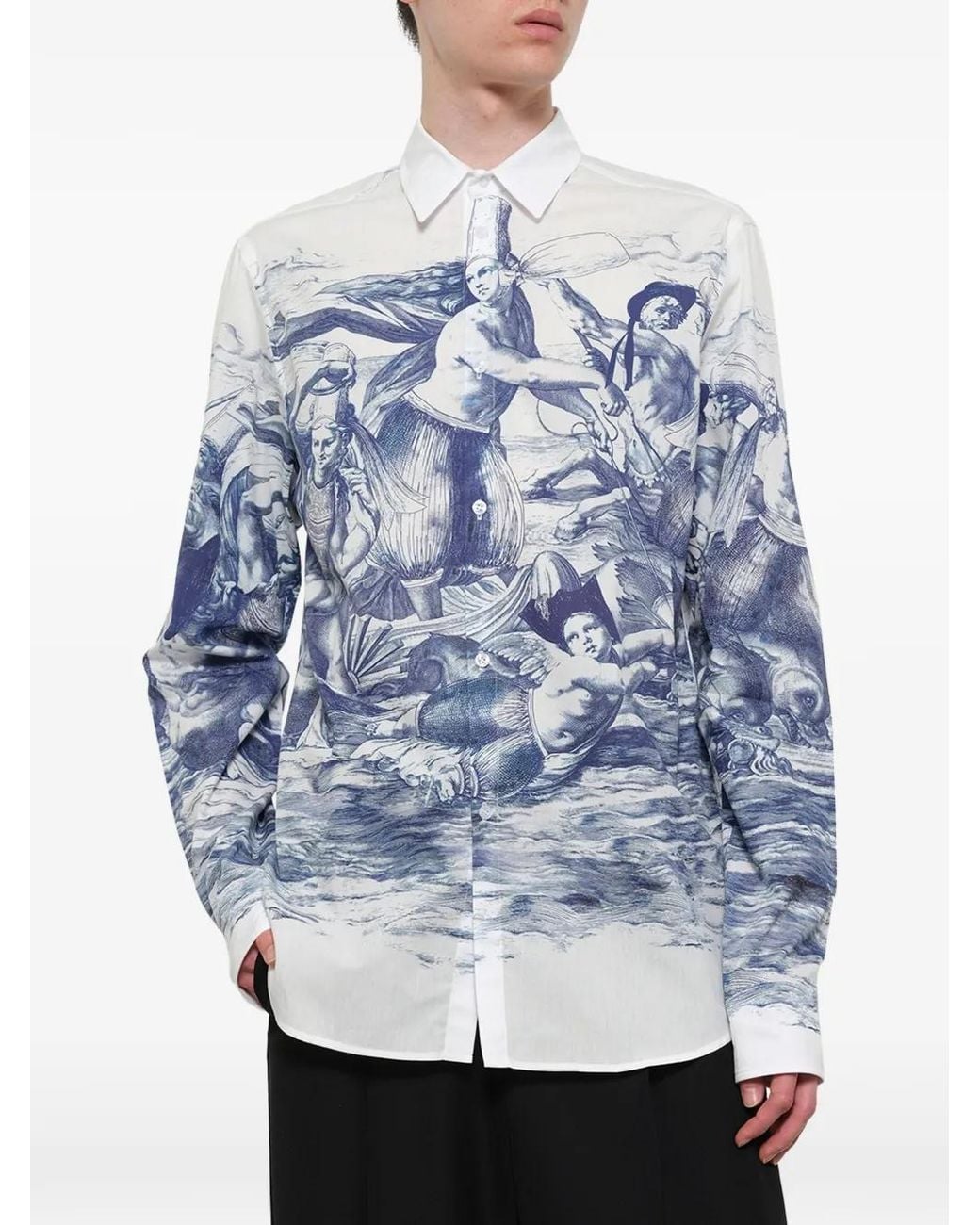 Egonlab Blue Breizh-Print Long-Sleeve Shirt for men