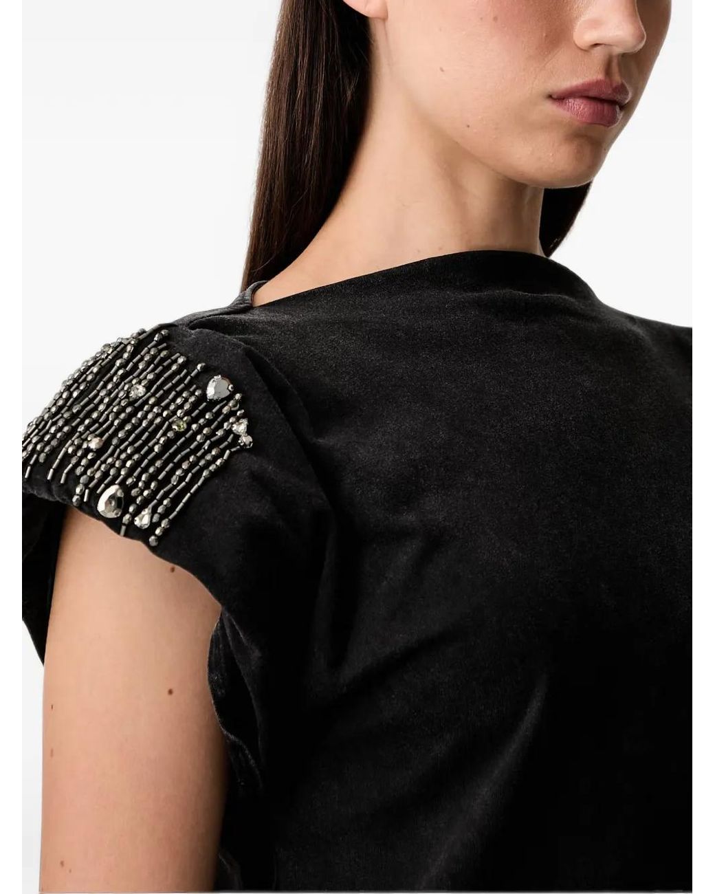 Liu Jo Black Embroidered Jersey Top