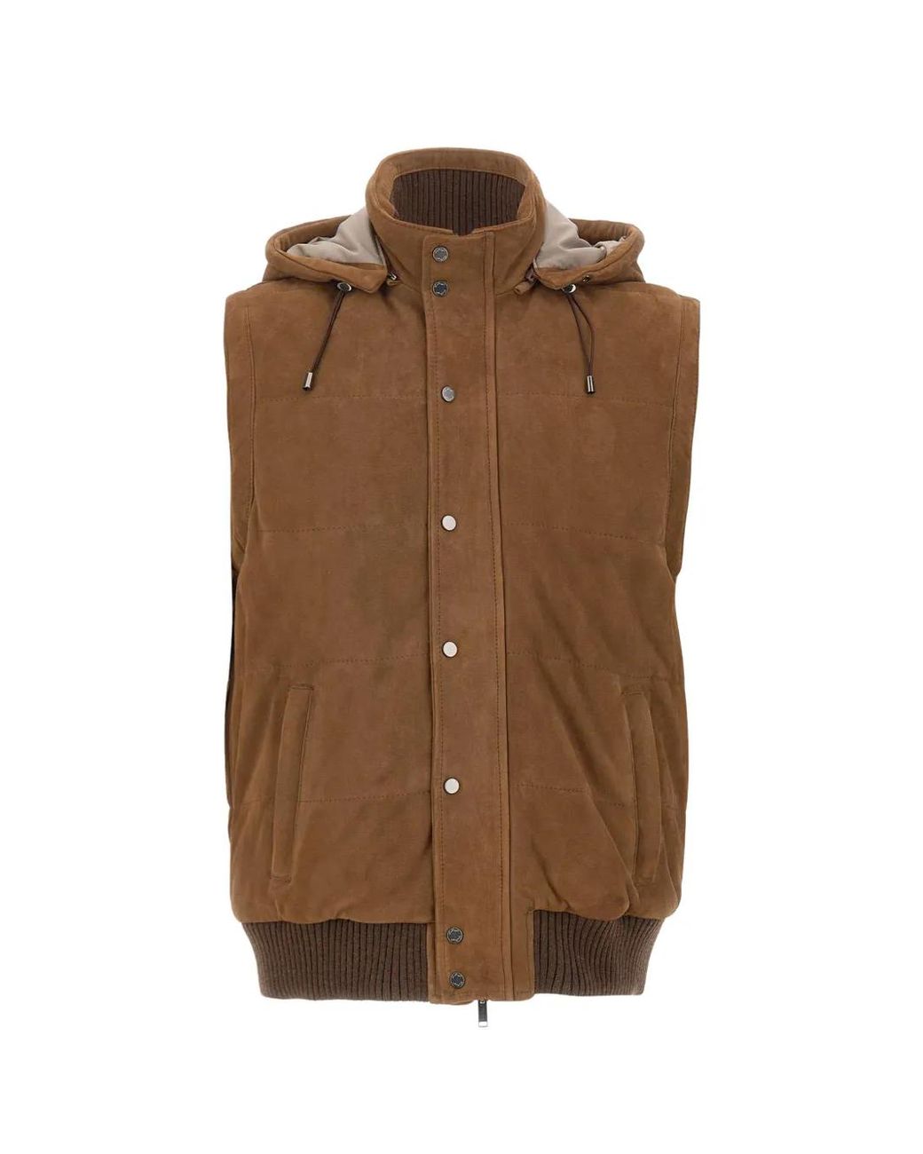 Volfagli Brown Campidoglio Suede Gilet for men