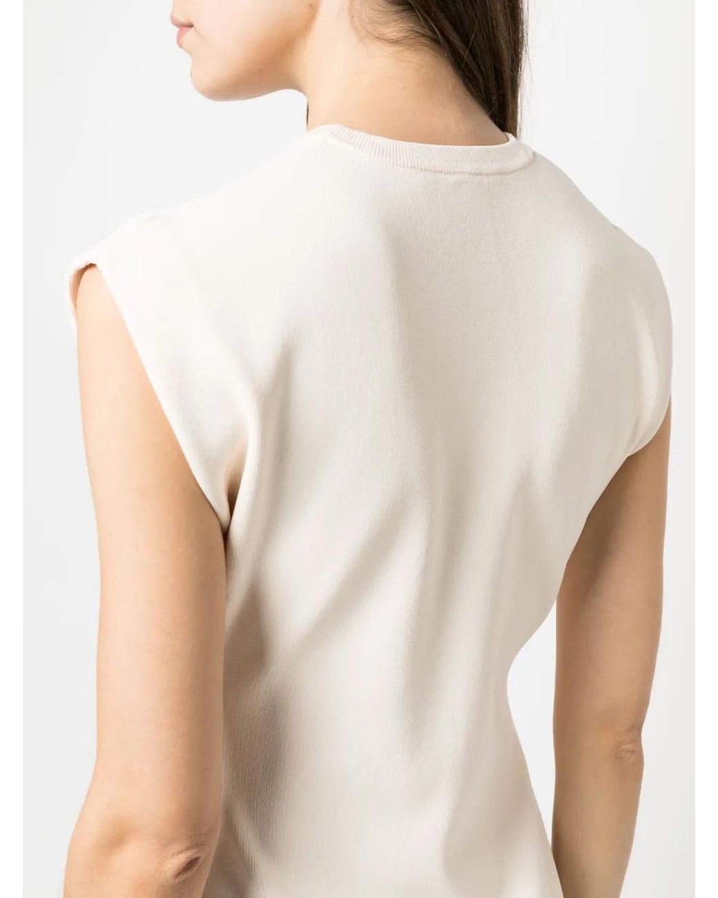 Yves Salomon White Fine-Ribbed Sleeveless Mini Dress