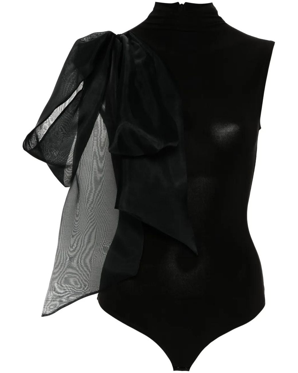 Atu Body Couture Black Draped-Detail Bodysuit
