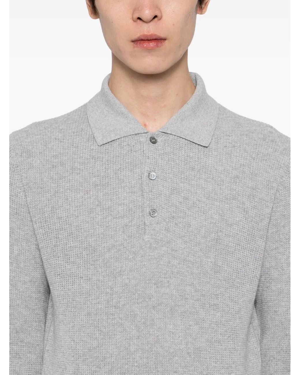 Canali Gray Knitted Polo Shirt for men