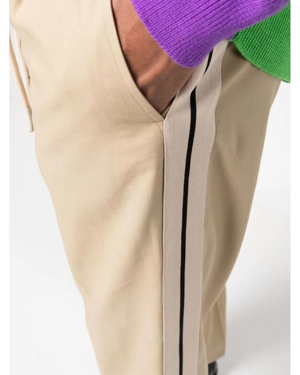 Palm Angels Natural Side-Stripe Trousers for men