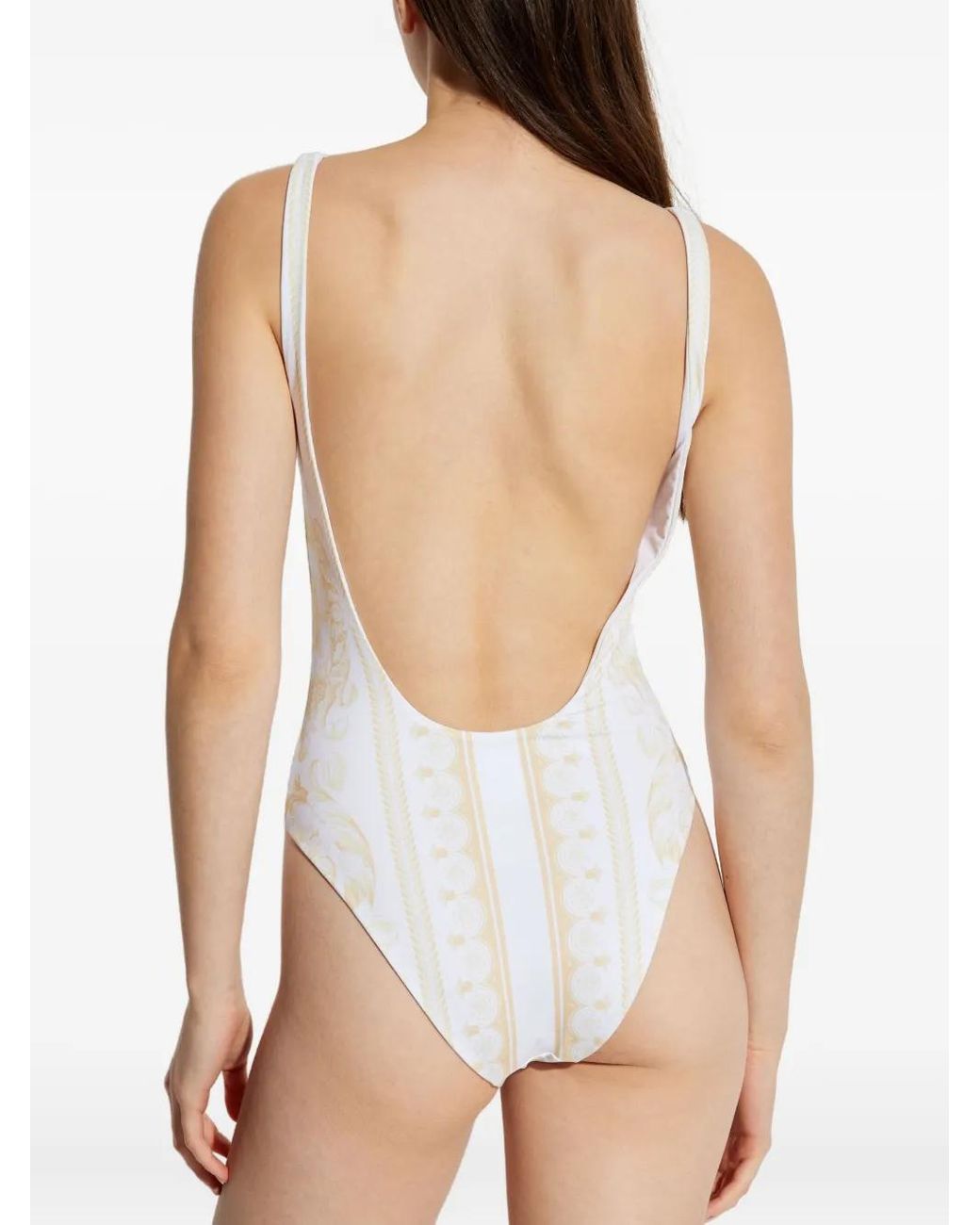 Versace White Floral-Print Swimsuit
