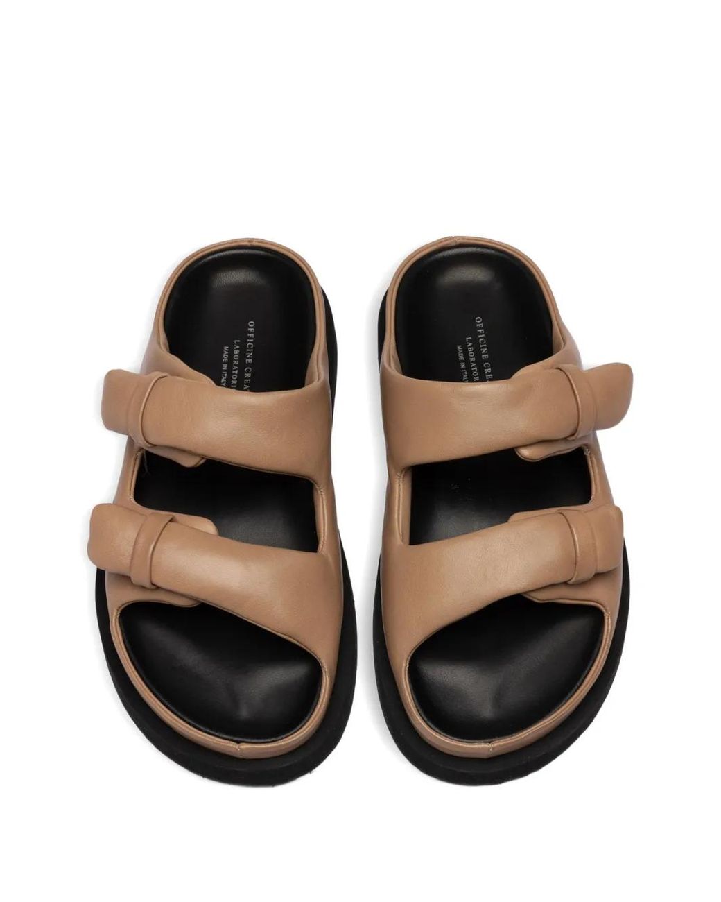 Officine Creative Brown Chora Padded Leather Slides