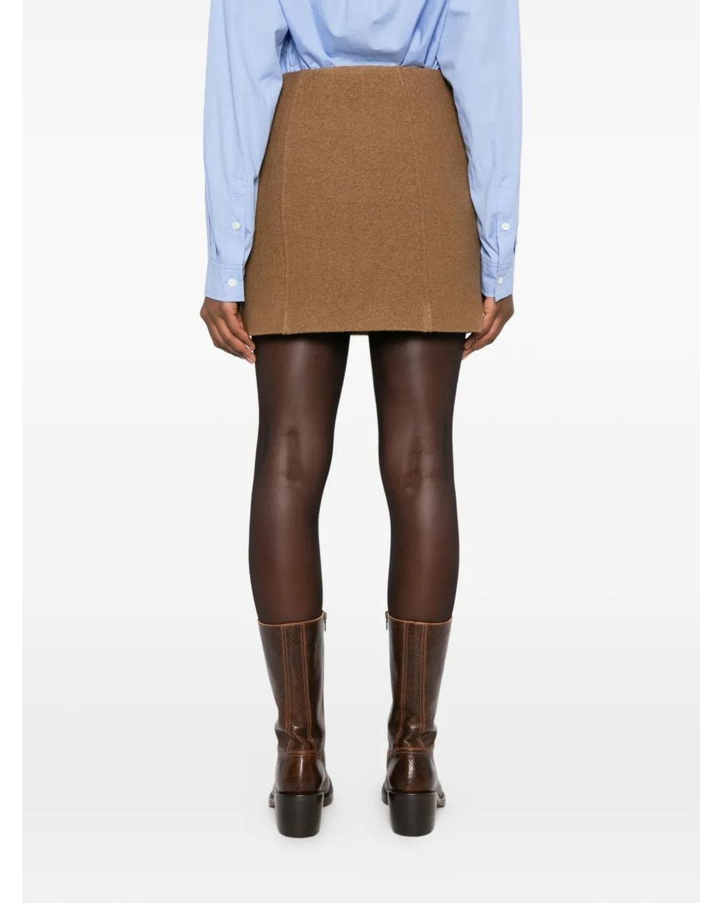 iBlues Brown Seam-Detail Mini Skirt
