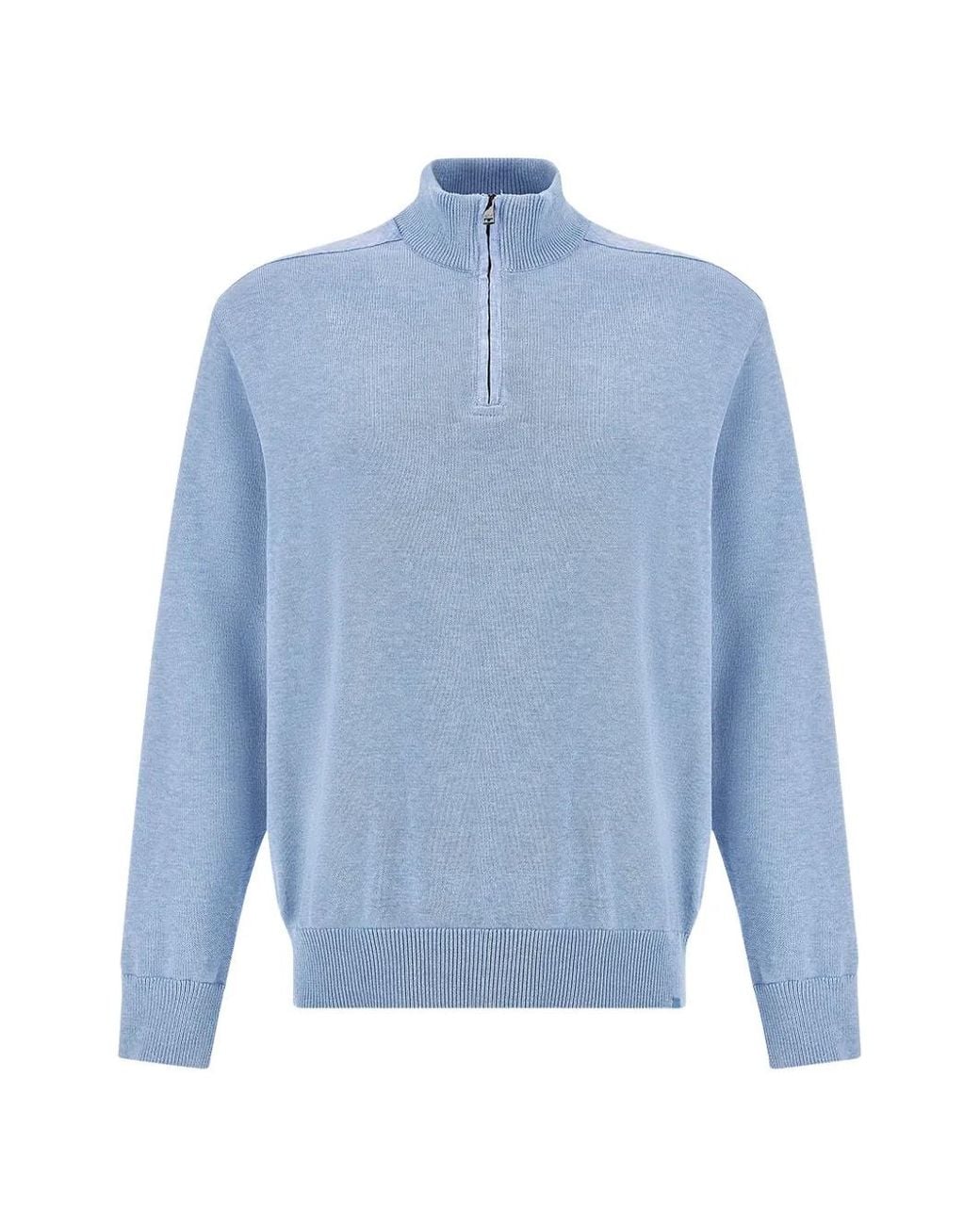 Paul & Shark Blue Half-Zip Cotton Sweater for men
