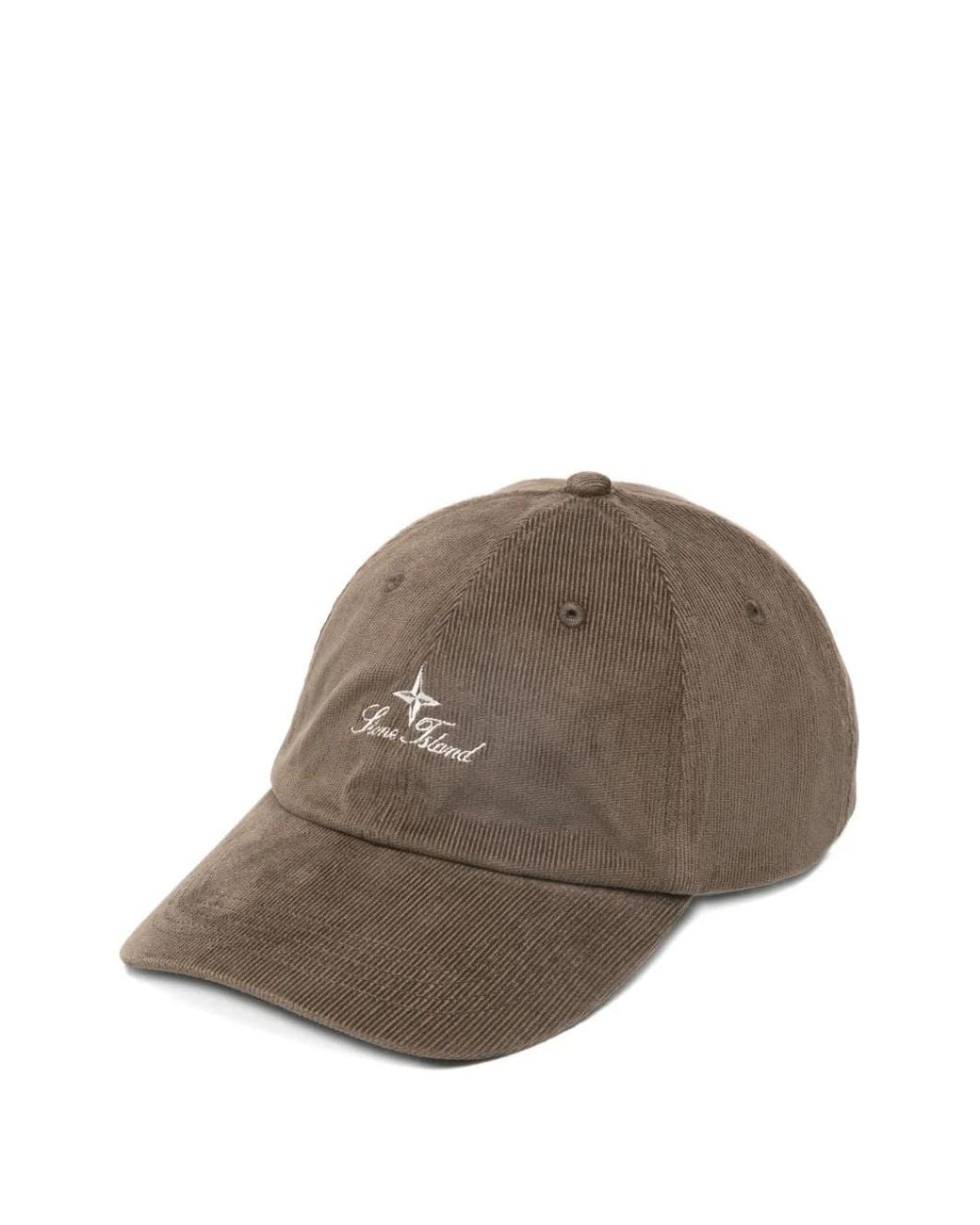 Stone Island Logo Corduroy Cap in Brown for Men | Lyst UK