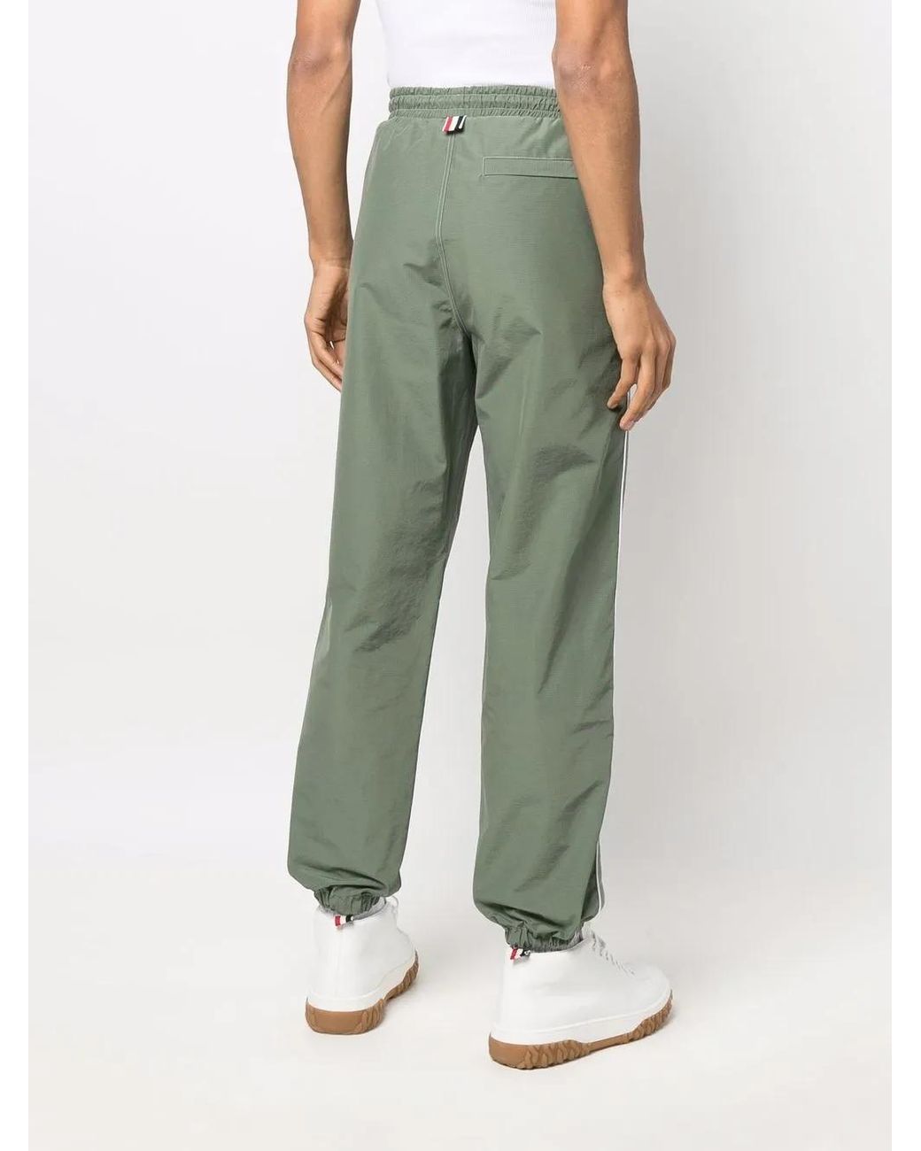 Thom Browne Green Logo-Patch Track Pants for men