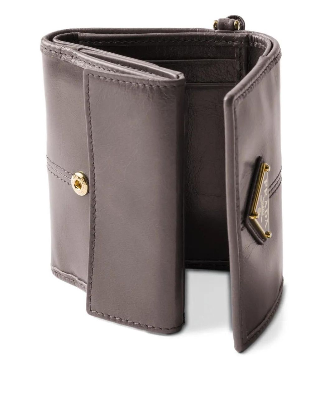 Prada Gray Small Triangle-Logo Wallet