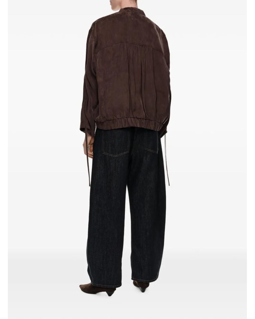 Bimba Y Lola Brown Washed Fluid Bomber Jacket