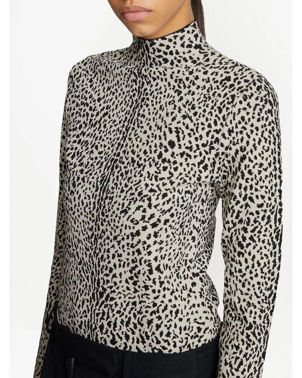 Proenza Schouler Black Leopard-Print Mock-Neck Top