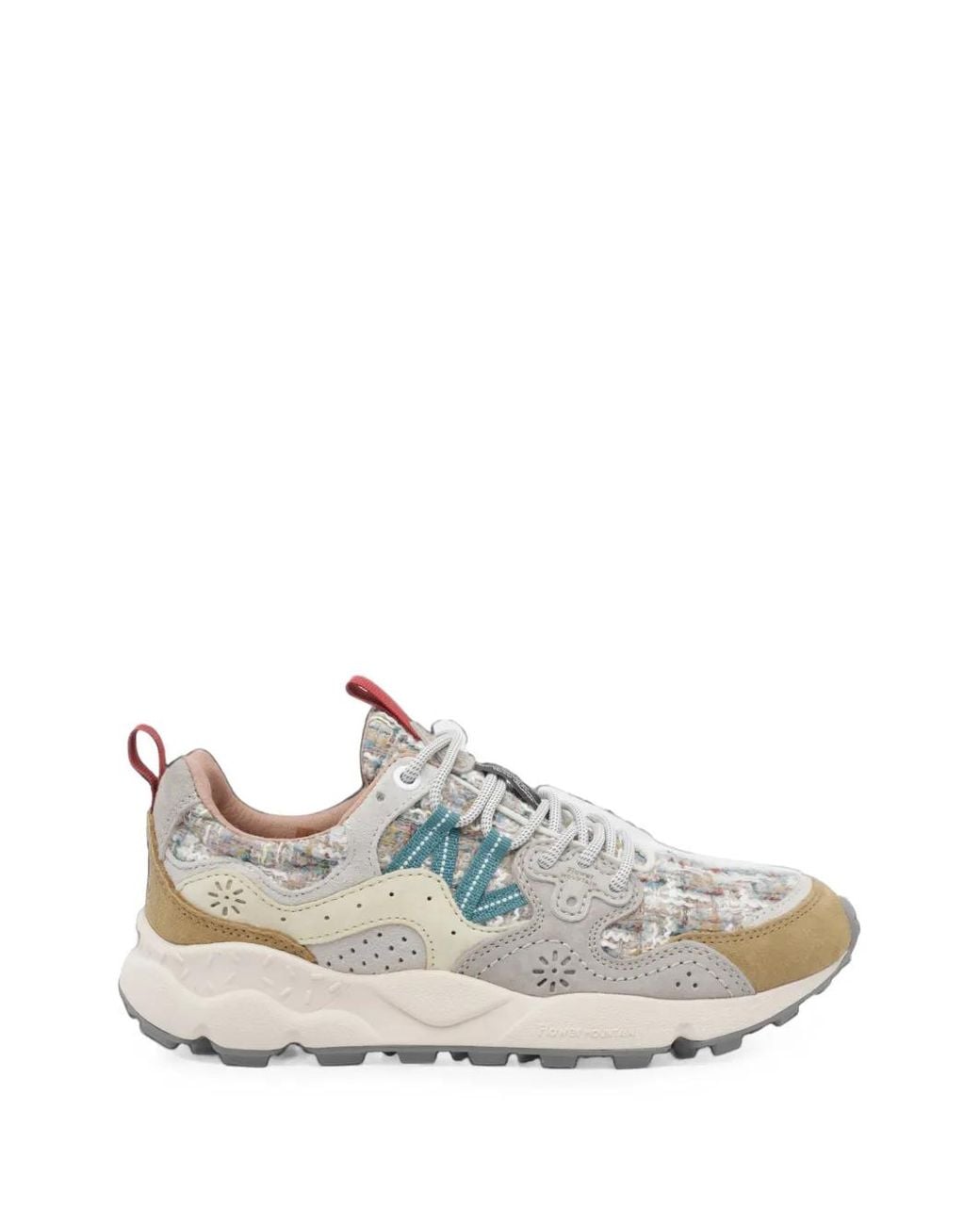 Flower Mountain White Yamano 3 Bouclé-Panelled Suede Sneakers