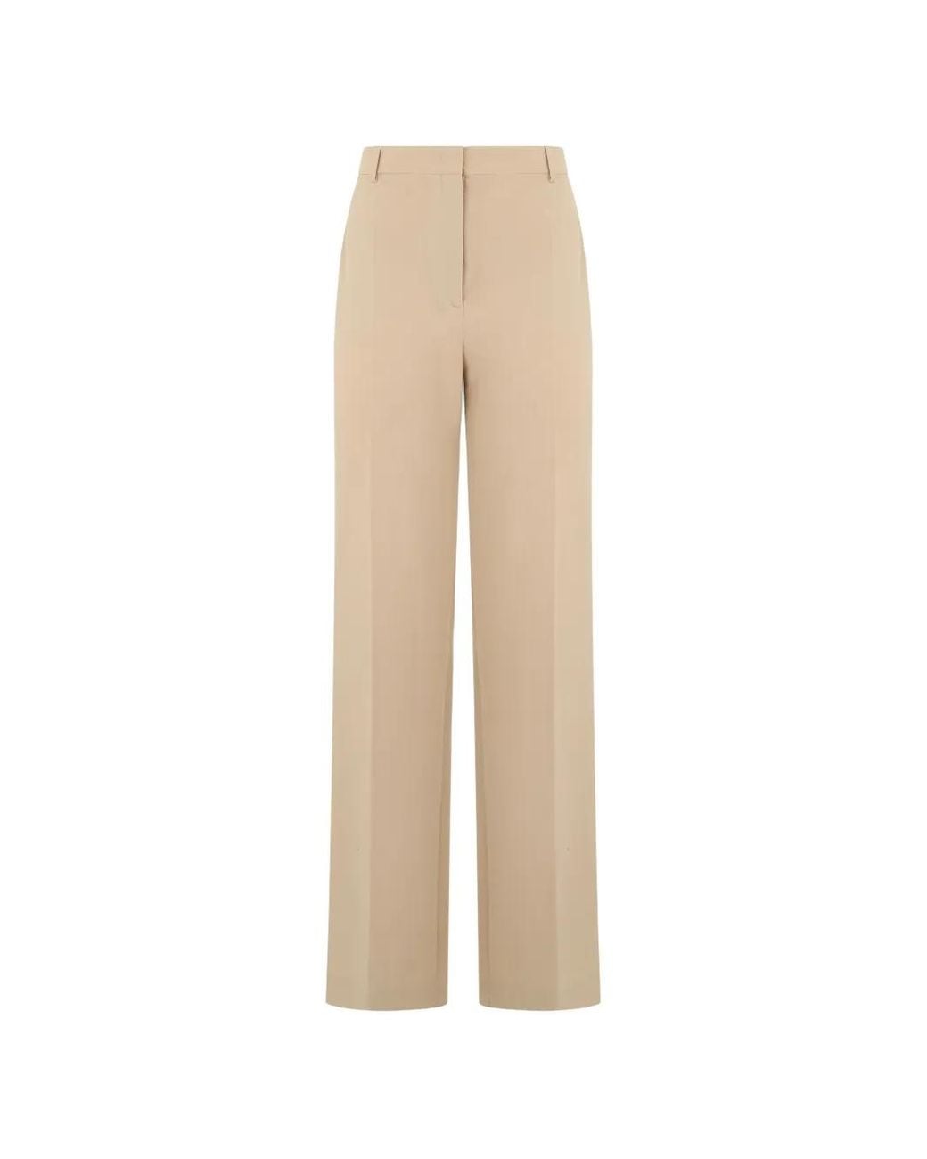 Alberta Ferretti Natural High-Waisted Pressed-Crease Trousers