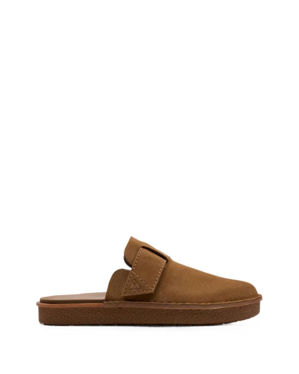 Clarks Brown Litton Touch-Strap Suede Mules for men