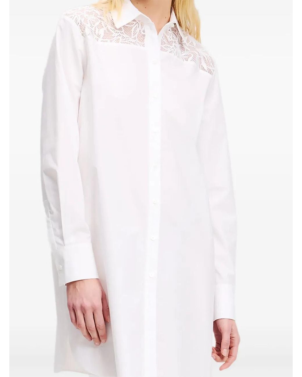Karl Lagerfeld White Lace-Detail Shirt